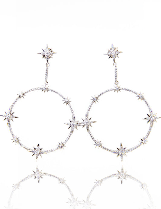 Stardust Silver Hoops