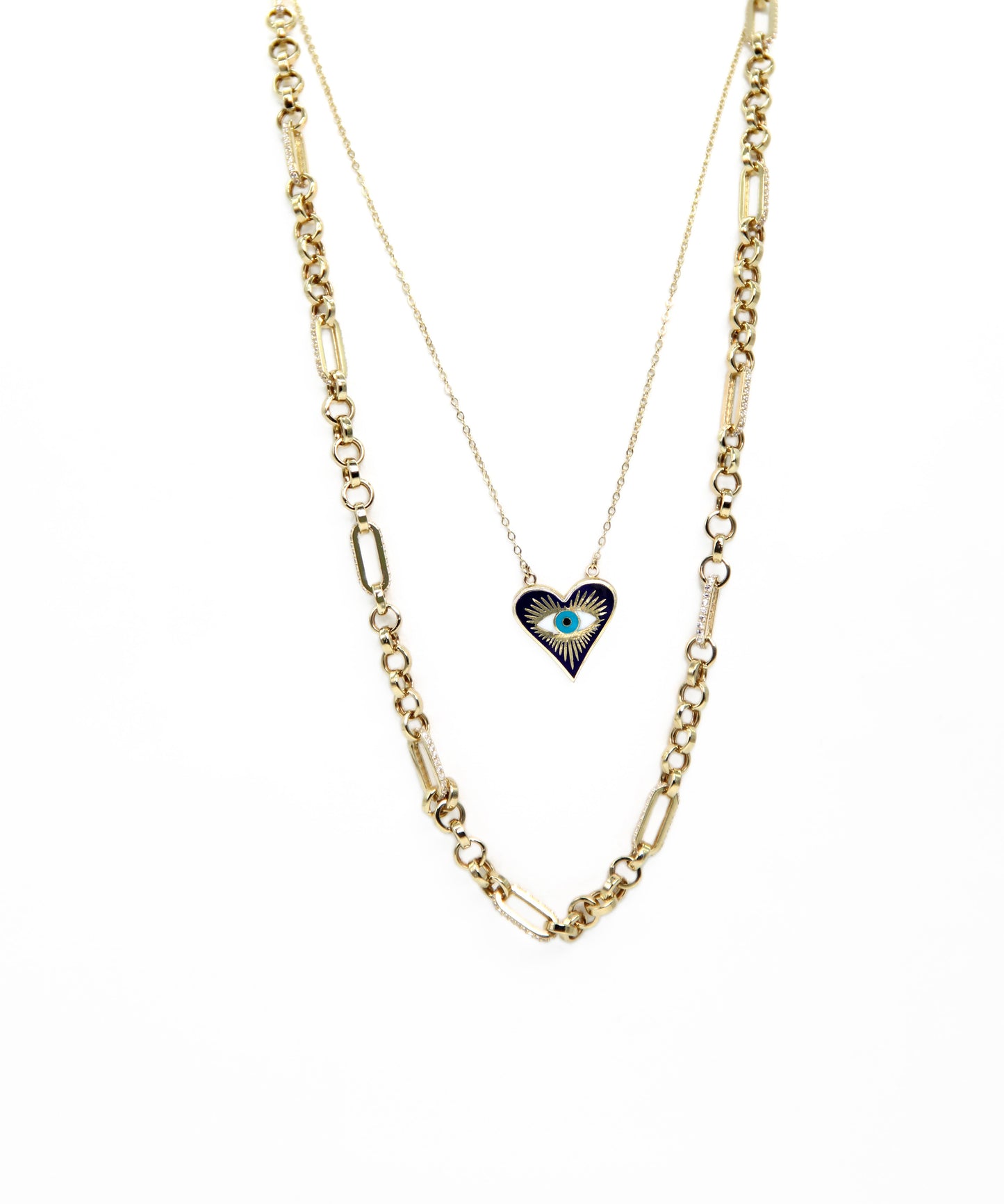 Evil Eye Heart Gold Necklace