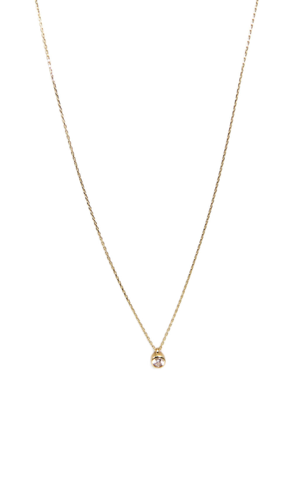 Dainty Solitaire Gold Necklace