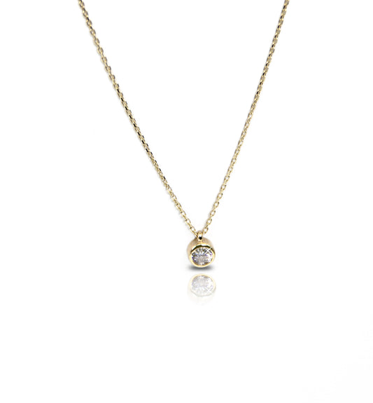 Dainty Solitaire Gold Necklace